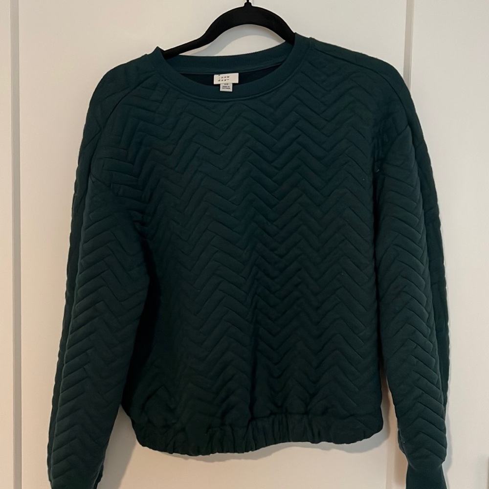 XS, deep green crewneck